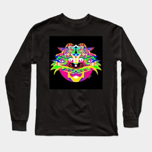 eye sky alien in monster madness ecopop pattern in mexican totonac black art Long Sleeve T-Shirt